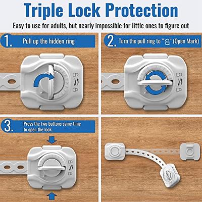 2 Pack Refrigerator Door Locks Double Button Adhesive Fridge Lock with  Keys, Fil