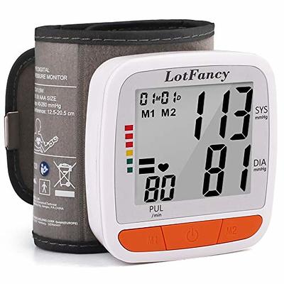 Automatic Wrist Blood Pressure Monitor: Adjustable Cuff + 2AAA Battery and  Storage Case - Irregular Heartbeat Detector & 198 Readings Memory Function  & Large LCD Screen