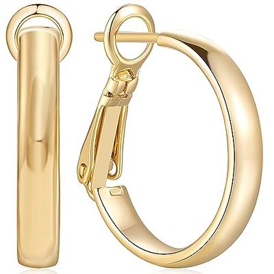  OOOPEL Gold Hoop Earrings for Women Hypoallergenic Earrings  Gold Hoops 14K Real Gold Lightweight Large Thick Gold Hoops Argollas De Oro  14K Aretes Mujer: Clothing, Shoes & Jewelry