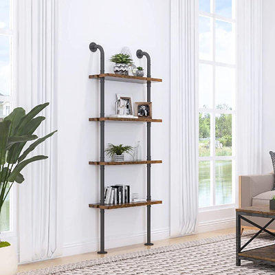 Industrial Pipe Shelving Farmhouse Bathroom Shelves with Towel Bar Towel Rack Over Rustic Wall Wood Shelves 19.7 in.