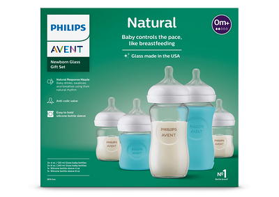 Philips AVENT Glass Natural Baby Bottle with Natural Response Nipple,  Clear, 8oz, 4pk, SCY913/04