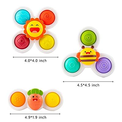 Suction Cup Spinner Toys - Baby Montessori Sensory Educational Learning Toy  - Infant Bath Travel Activities Fidget Toy - Toddler Newborn Gifts for 6 9