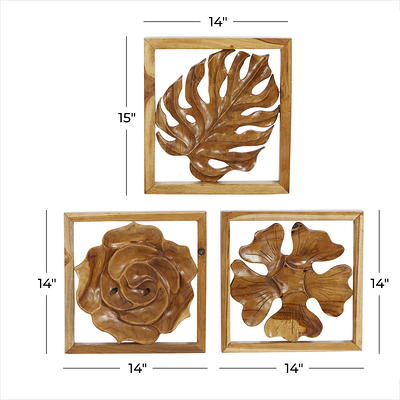 Wood Floral Handmade Intricately Carved Wall Decor With Mandala Design  White - Olivia & May : Target