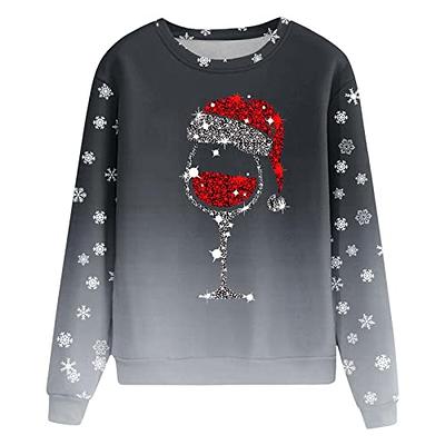 YanHoo Christmas Hoodie Sweatshirts Women Christmas Gifts 2023 Long Sleeve  Casual Oversized Crewneck Sweatshirt Fall Ugly Funny Christmas Graphic Tops  for Teen Girls 