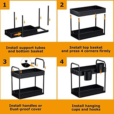 GEMWON Under Sink Organizer, 2 Tier Sliding Bathroom Organizer