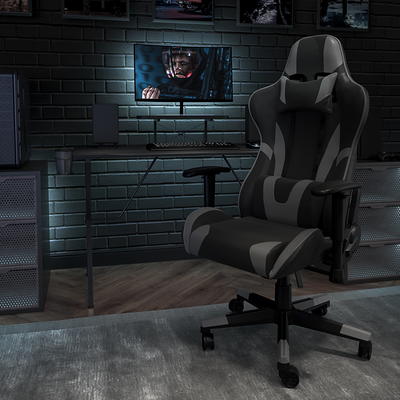 Gymax Gray Plastic Massage Gaming Chair Racing Computer Task Chair Recliner  with Footrest GYM06670 - The Home Depot