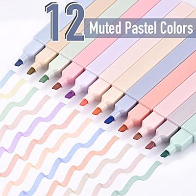 dacono aesthetic highlighters, 12 pc highlighters assorted colors no bleed  dry fast easy to hold,pastel highlighters marker p