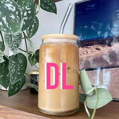 Personalized Iced Coffee Cup Glass Can Soda Cup With Lid and Straw  Bridesmaid Gift Idea Custom Proposal Gifts EB3496ERT 