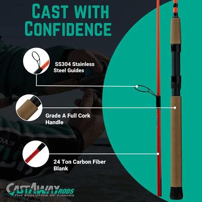 Castaway Inshore Smoker - 7' Spinning Fishing Rod with 24 Ton Carbon Fiber  Blank, Sensa-Touch Reel Seat, Static Zoned Guide Spacing, Full Cork Grip &  Handle, SS304 Guides, Lightweight & Durable 