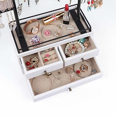 Veet Glass Earring Organizer Box With Tray Holder For Rings