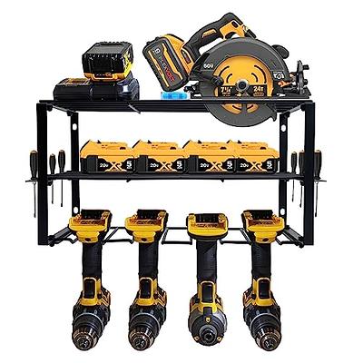 2 in. H x 17 in. W x 8.5 in. D Carbon Steel Power Tool Organizer 4-Slot  Drill Holder Wall Mounted Storage Rack