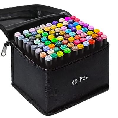 Ogeely Alcohol Markers, 82 Color Dual Tip Art Markers for Kids Adults,  Permanent Sketch Markers for Artists, with Organizing Case, Black Liner and