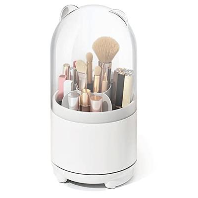 Rotating Makeup Brush Storage Bucket Cup Holder With Transparent