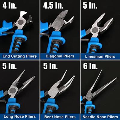 5pc Mini Pliers Set Precision Pliers Linesman Bent Needle Nose Pliers w/  Pouch