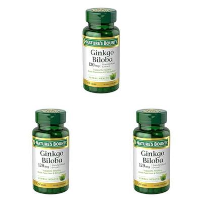 Nature's Bounty Ginkgo Biloba Capsules 120mg, Memory Support Supplement,  Supports Brain Function and Mental Alertness, 100 Capsules