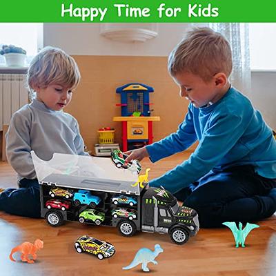 Construction Truck Toys for 3 4 5 6 Year Old Boys, 5-in-1 Friction Power Toy  for Kids 3-5, Carrier Truck Cars for Toddlers 1-3, Kids Toys Set for Age  3-9, Christmas for 3+ 