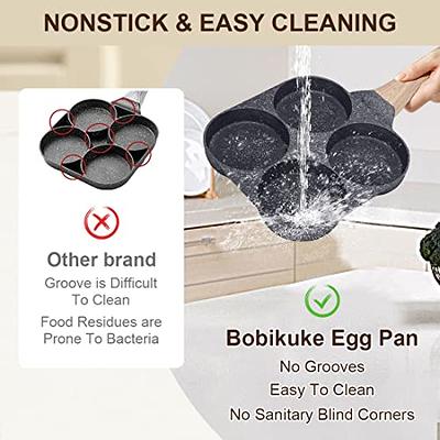 Bobikuke Egg Pan, Egg Frying Pan, Pancake Pan with Lid Nonstick 4 Cups  Fried Egg Pan Aluminium Alloy Cooker for Breakfast, Gas Stove & Induction