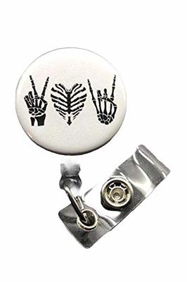 Peace, Love, Rock On Badge Holder, Retractable ID Badge Reel, Bones - Yahoo  Shopping