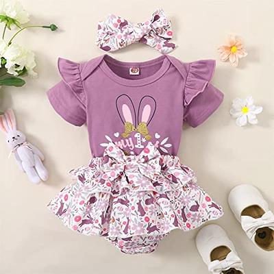 3PCS Newborn Baby Girl Outfits Clothes Romper tutu Dress Jumpsuit Bodysuit  Set