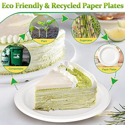 100% Compostable Disposable Paper Plates Bulk [10 50 Pack], Bamboo Plates,  Eco F 