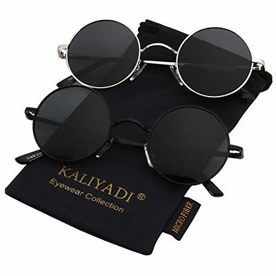 KALIYADI Round Polarized Sunglasses for Men Women Retro Metal