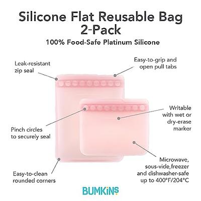 Bumkins Silicone Reusable Sandwich and Snack Bags, Storage, Food Prep, Lunch Bag, Washable Zip Bag, Microwave, Freezer and Dishwasher Safe, Travel