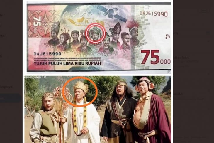Hoax pakaian adat  China  dalam  gambar uang kertas Rp75 000