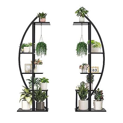 5 Tier Metal Plant Stand with Hanging Loop, Plant Shelf Holder for