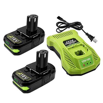 Energup 2Pack P102 Replacement 18Volt Ryobi Batteries 18V Lithium 3.5Ah +  Ryobi Charger for Ryobi 18v Lithium Battery 18V ONE+ P108 P107 P104 P105