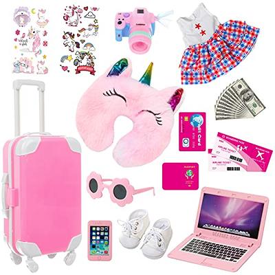 GIFTINBOX 29PCS 18 Inch Girl Doll Clothes and Accessories-Travel Suitcase  Play Set for Dolls, Doll Stuff with 18 Inch Doll Clothes Luggage Swimsuit