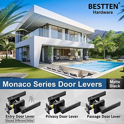 BESTTEN Keyed Entry Door Knob with Lock, Interior and Exterior