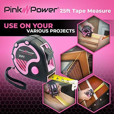 Pink Power 25ft Pink Tape Measure - Pink Measuring Tape Measure for Womens  Tool Kit with Retractable Blade and Lock Button - Girls Tape Measure for  Pink Tools - Lightweight Measurement Tape - Yahoo Shopping