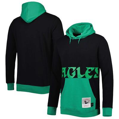 Men's New Era Black/Midnight Green Philadelphia Eagles Big & Tall Current Colorblock Raglan Fleece Pullover Hoodie