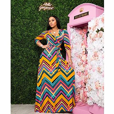 FANDEE Plus Size Maxi Dress for Women Casual Summer Sundress V