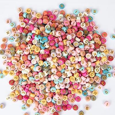 500pcs 4x7mm Colorful Gold Color Alphabet Letter Beads Kit For