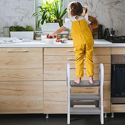 Foldable Toddler Step Stool for Kids, Adjustable 3 Steps Stool