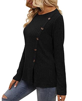 Funlingo Womens Long Sleeve Tunic Tops to Wear with Leggings Casual Dressy  Shirts Long Sweater Black M - Yahoo Shopping