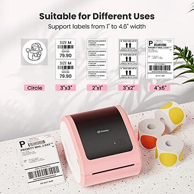 Phomemo Thermal Label Printer, with Label Holder and Pack of 500 4x6  Fan-fold Labels, Pink Direct USB Thermal 4×6 Shipping Label Printer Maker