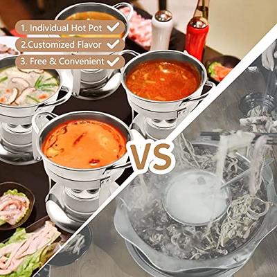 BriSunshine 6 Packs Individual Single Shabu Hot Pot,1QT Mini Round Chafing  Dish Buffet Set,Stainless Steel Food Server Warmers with Glass Lids for  Caterings Parties Wedding - Yahoo Shopping