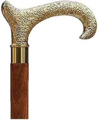 Vintage Style Brass Dog Head Handle Wooden Walking Stick Victorian Cane  Gift New