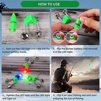 Fishing Rod Bait Alarm Bell with Led Light Dual Ring Bells for
