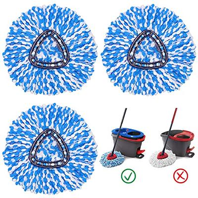 4Pack Spin Mop Replacement Head - 2 Tank RinseClean Spin Mop Replace Head  Refills, Blue Microfiber Mop Head Replacement Compatible with O-cedar Mop