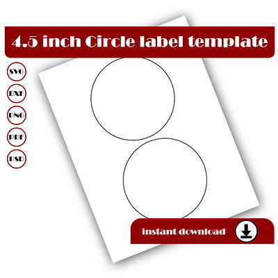 4 inch Circle Template, Circle sticker template, Circle labe