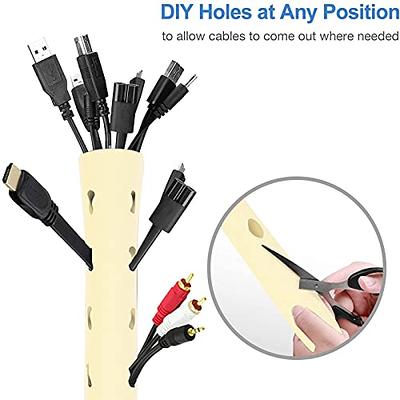 Cable Management Sleeve, 4 Pack, 20 Inch Cord Organizer System with Zipper  for TV Computer Office Home Entertainment, Flexible Cable Sleeve Wrap Cover  Wire Hider System - Black 