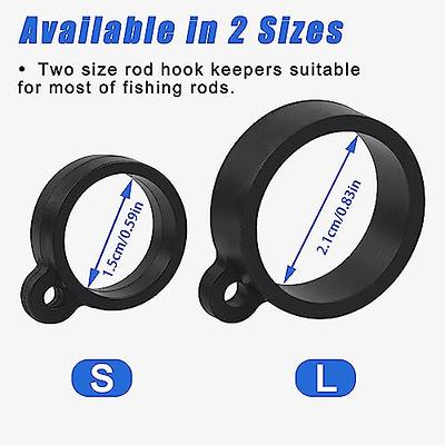 Xuanheng 6 Pieces Elastic Fishing Rod Hook Keeper Fly Pole Rubber Rings Metal Holders Black S, M And L