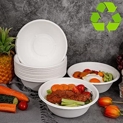 Paper Bowls 20 oz Heavy Duty, 150 Pack Disposable Bowls for Hot Soup,  Biodegradable Compostable Bowls, Eco-Friendly Bowls Made Of Sugarcane,  Microwave