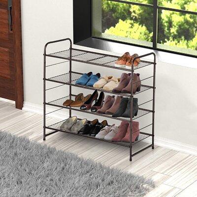 Songmics 8-tier Shoe Rack Shoe Organizer Metal Shoe Storage Gray : Target