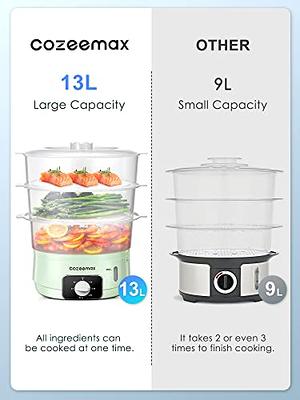 Cozeemax 3 Tier Electric Food Steamer for Cooking, 13.7QT Vegetable Steamer  for Fast Simultaneous Cooking, Veggie Steamer, Food Steam Cooker, 60 Minute  Timer, BPA Free Baskets, 800W(Green) - Yahoo Shopping