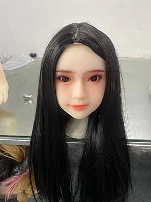 LOERSS Makeup Doll Head,Single Doll Head with Mouth,Eyes & Wig