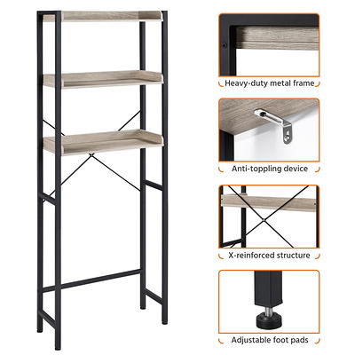 2-Tier Freestanding Matte Black Metal Over-the-Toilet Storage Rack with  Magazine Holder Basket